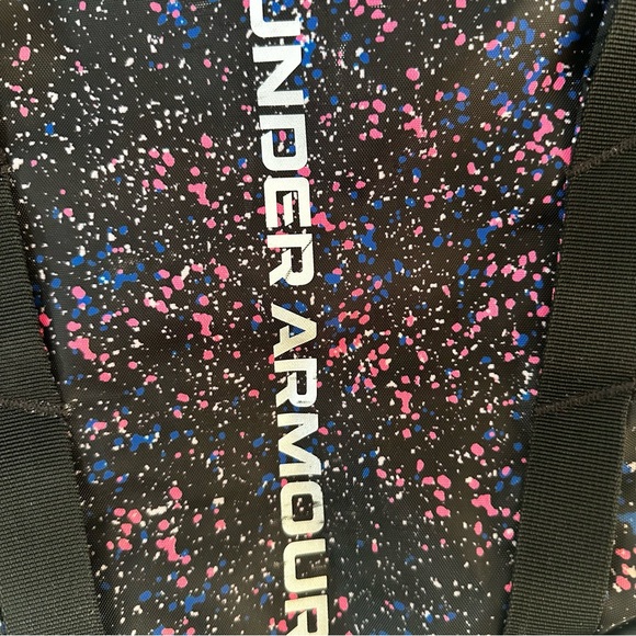 Under Armour Sackpack Cinch Gym Bag Black Pink Blue Splatter Print - Picture 2 of 10